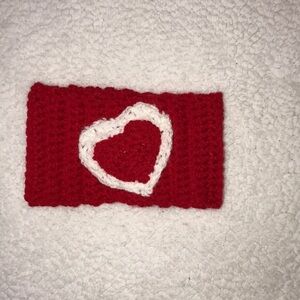 Handmade Girls Red Heart Crochet  Headband